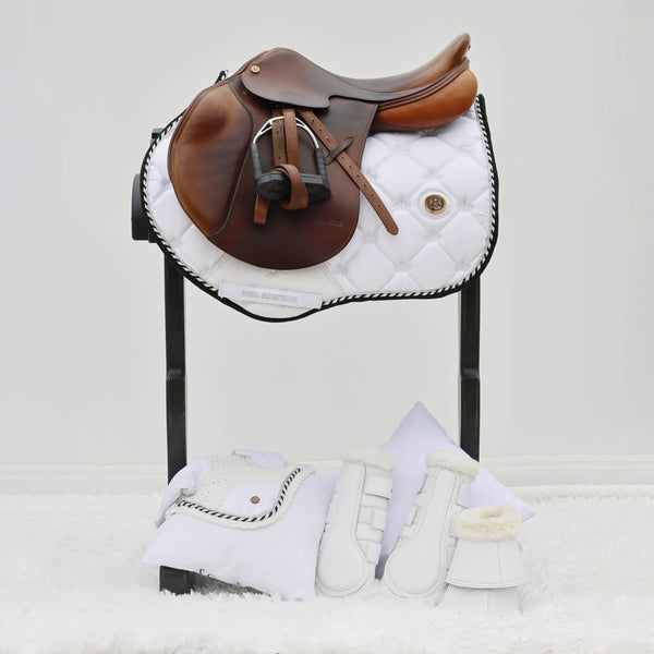 Royal Equestrian Jump Saddle Pad White Silver Full - Royal Equestrian
