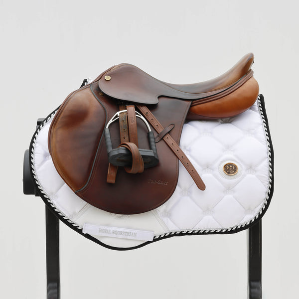 Royal Equestrian Jump Saddle Pad White Silver Full - Royal Equestrian